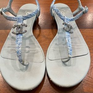 Chanel tweed sandals